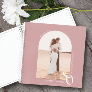 Modernes Foto Arch Dusty Rose Wedding Gästebuch Notizblock