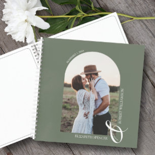 Modernes Foto Arch Sage Green WedgeGuest Book Notizblock