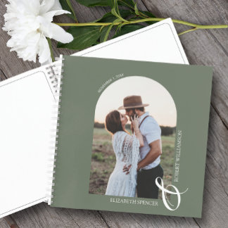 Modernes Foto Arch Sage Green WedgeGuest Book Notizblock
