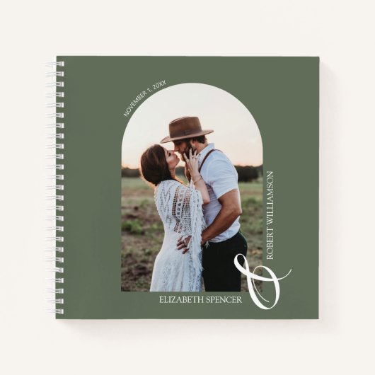 Modernes Foto Arch Sage Green WedgeGuest Book Notizblock (Vorderseite)