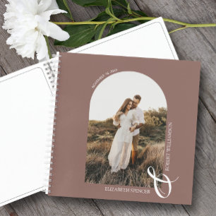 Modernes Foto Arch Wedding Rose Taupe Gästebuch Notizblock