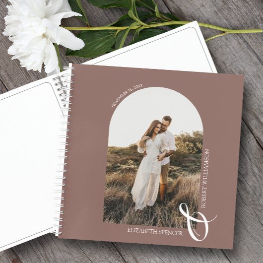 Modernes Foto Arch Wedding Rose Taupe Gästebuch Notizblock
