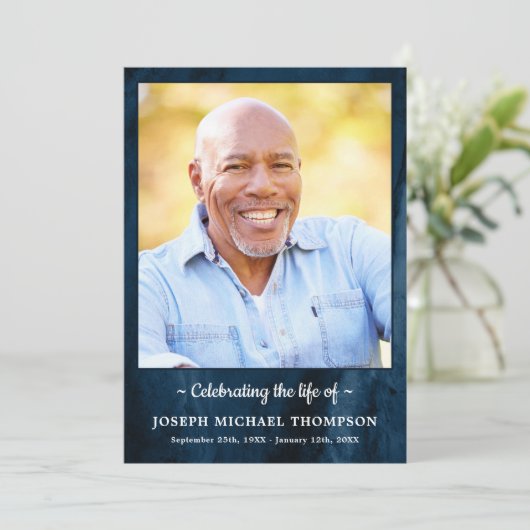 Modernes Foto aus blauem Marmor, Dienstbeerdigung Programm (Stehend Vorderseite)