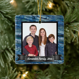 Modernes Foto aus blauem Marmor Keramikornament