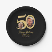Modernes Foto aus schwarzem Gold zum 50. Geburtsta Pappteller (Vorderseite)