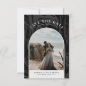 Modernes Foto aus schwarzem Marmor, minimalistisch Save The Date (Vorderseite)