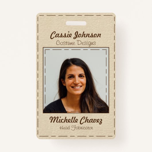 Modernes Foto aus weißbraunen Imitaten Leder Ausweis (Vorderseite)