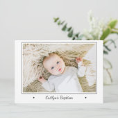 Modernes Foto Baby Christening Taufe Einladung (Stehend Vorderseite)