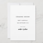 Modernes Foto Baby kommt bald Schwangerschaft Ankündigung (Rückseite)