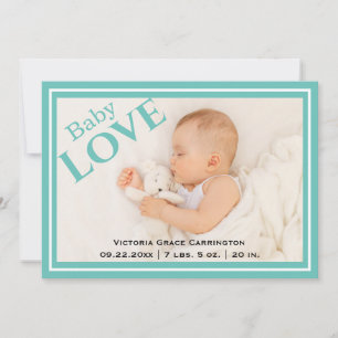 Modernes Foto Baby Liebe Stats Name Birth Ankündigung