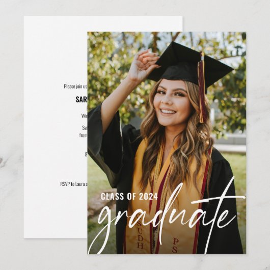 Modernes Foto Bachelor of Science Einladung (Vorne/Hinten)