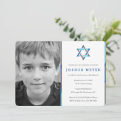 Modernes Foto Bar Mitzvah Einladungen | Blau + Aqu (Stehend Vorderseite)