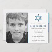 Modernes Foto Bar Mitzvah Einladungen | Blau + Aqu (Vorderseite)