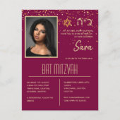 Modernes FOTO Bat Mitzvah mit HEBREW Einzigartig I Postkarte (Vorderseite)