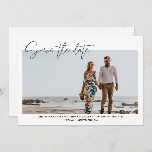 Modernes Foto Beach Hochzeit Save the Date (Vorne/Hinten)