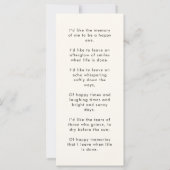 Modernes Foto | Beerdigung Gedicht Gebet Karte (Rückseite)