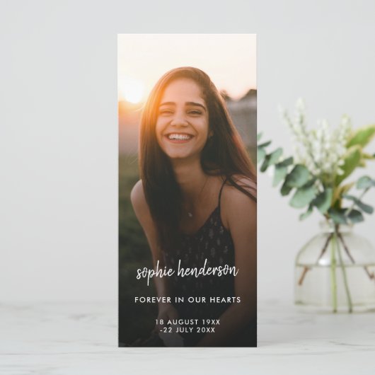 Modernes Foto | Beerdigung Gedicht Gebet Karte (Stehend Vorderseite)