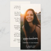 Modernes Foto | Beerdigung Gedicht Gebet Karte (Vorne/Hinten)