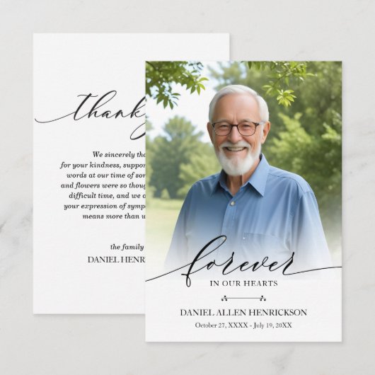 Modernes Foto-Beerdigungsdenkmal-Beileid Dankeskarte (Vorne/Hinten)