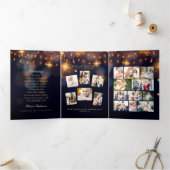 Modernes Foto-Beerdigungsprogramm für Goldkalligra Dreifach Gefaltete Einladung (Innenseite)