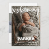 Modernes Foto begrüßt Geburtserklärung Einladung (Vorne/Hinten)