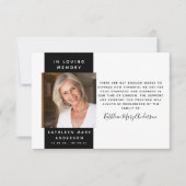 Modernes Foto Beileid Beerdigung Danke Mitteilungskarte (Vorderseite)