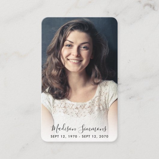 Modernes Foto Beileid Elegante Beerdigung Visitenkarte (Vorderseite)