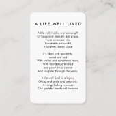 Modernes Foto Beileid Elegante Beerdigung Visitenkarte (Rückseite)