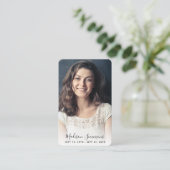 Modernes Foto Beileid Elegante Beerdigung Visitenkarte (Stehend Vorderseite)