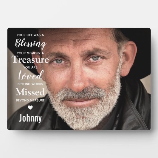 Modernes Foto Beileid Quote Memorandum Keepake Fotoplatte (Vorderseite)