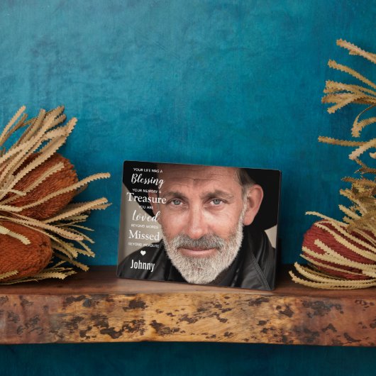 Modernes Foto Beileid Quote Memorandum Keepake Fotoplatte (Seite)