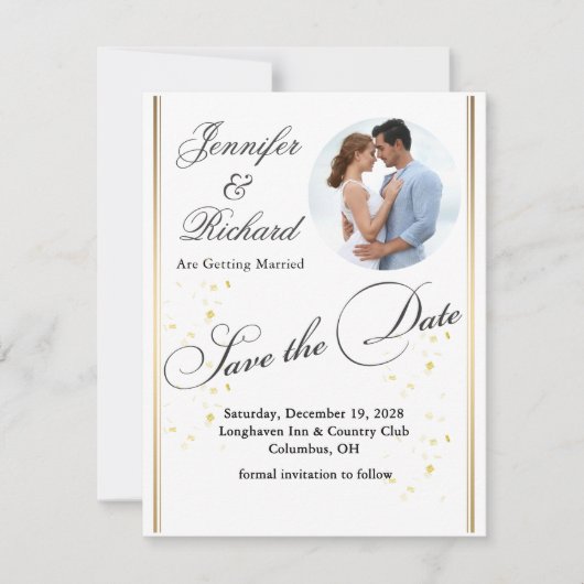 Modernes Foto beim Hochfahren speichert die Datums Save The Date (Vorderseite)