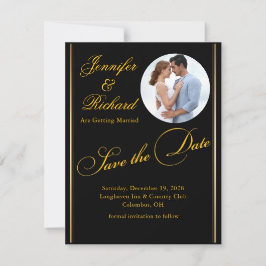 Modernes Foto beim Hochfahren speichert die Datums Save The Date (Vorderseite)