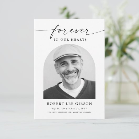 Modernes Foto Bereavement Beileid Beerdigung Geden Dankeskarte (Stehend Vorderseite)