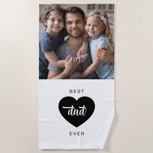 Modernes Foto Bester Vater je Herz Strandtuch (Vorderseite)
