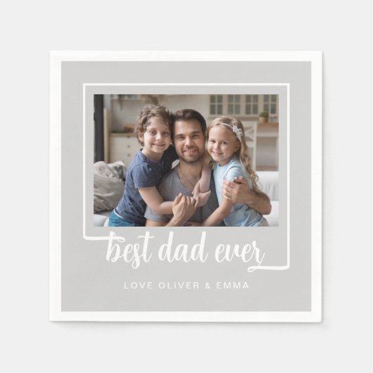 Modernes Foto Bester Vater je Serviette (Vorderseite)