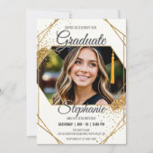 Modernes Foto Birthday Abschluss Sparkling Frame Einladung (Vorderseite)