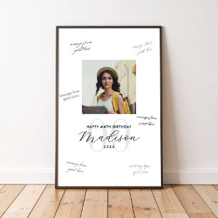 Modernes Foto Birthday Guest Signing Board Poster