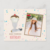 Modernes Foto Birthday Ice Creme Sprinkles Niedlic Postkarte (Vorderseite)