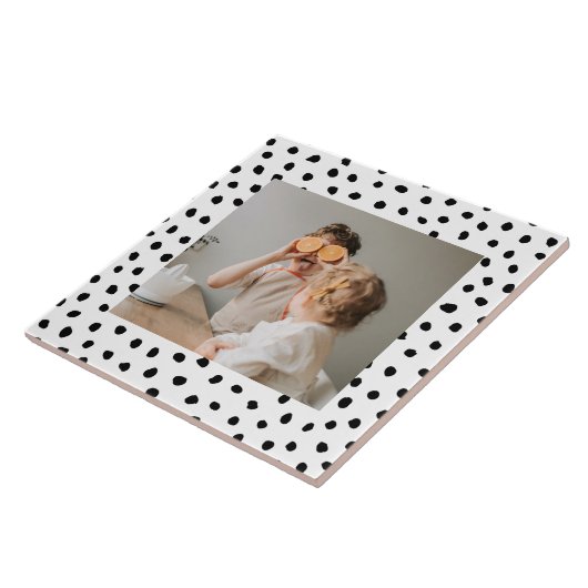 Modernes Foto & Black Dots Schönheitsgeschenk Fliese (Seite)