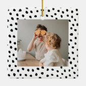 Modernes Foto & Black Dots Schönheitsgeschenk Keramikornament (Rückseite)