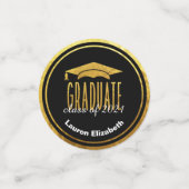 Modernes Foto Black Gold Abschluss Table Confetti Konfetti (Klein Vorderseite)