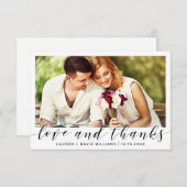 Modernes Foto Black Script White Wedding Vielen Da Dankeskarte (Vorne/Hinten)