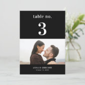 Modernes Foto Black Wedding Tischnummer 3 12x18 (Stehend Vorderseite)