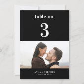 Modernes Foto Black Wedding Tischnummer 3 12x18 (Rückseite)