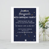 Modernes Foto blau 40. Geburtstag Party | Einladun (Stehend Vorderseite)