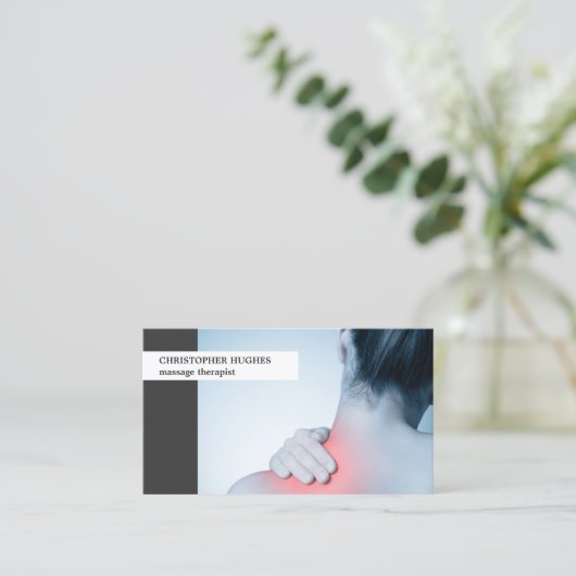 Modernes Foto Blue Gray Massage Therapeut Visitenkarte (Stehend Vorderseite)