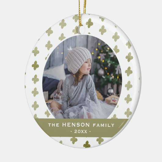 Modernes Foto Blumenmuster Weihnachten Keramik Ornament (Links)