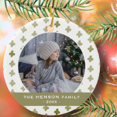 Modernes Foto Blumenmuster Weihnachten Keramik Ornament