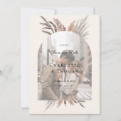 Modernes Foto Boho Pampasgras Einladung (Vorderseite)